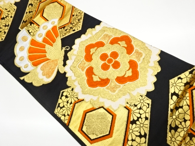 JAPANESE FUKURO OBI / WOVEN FLOWER CREST